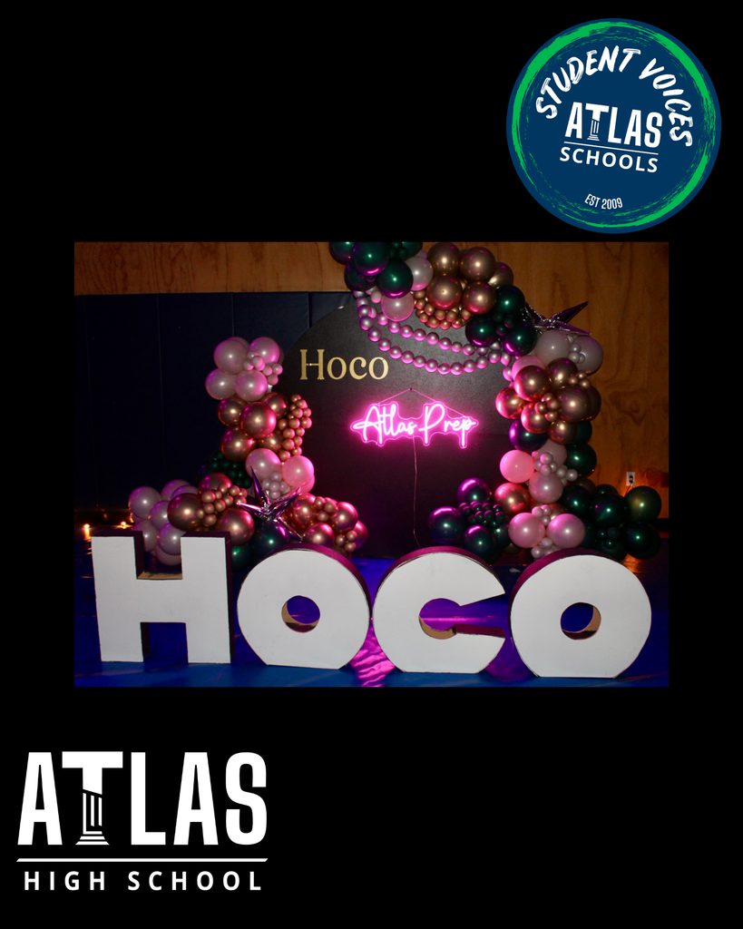 Atlas School logos with homecomeing  background 