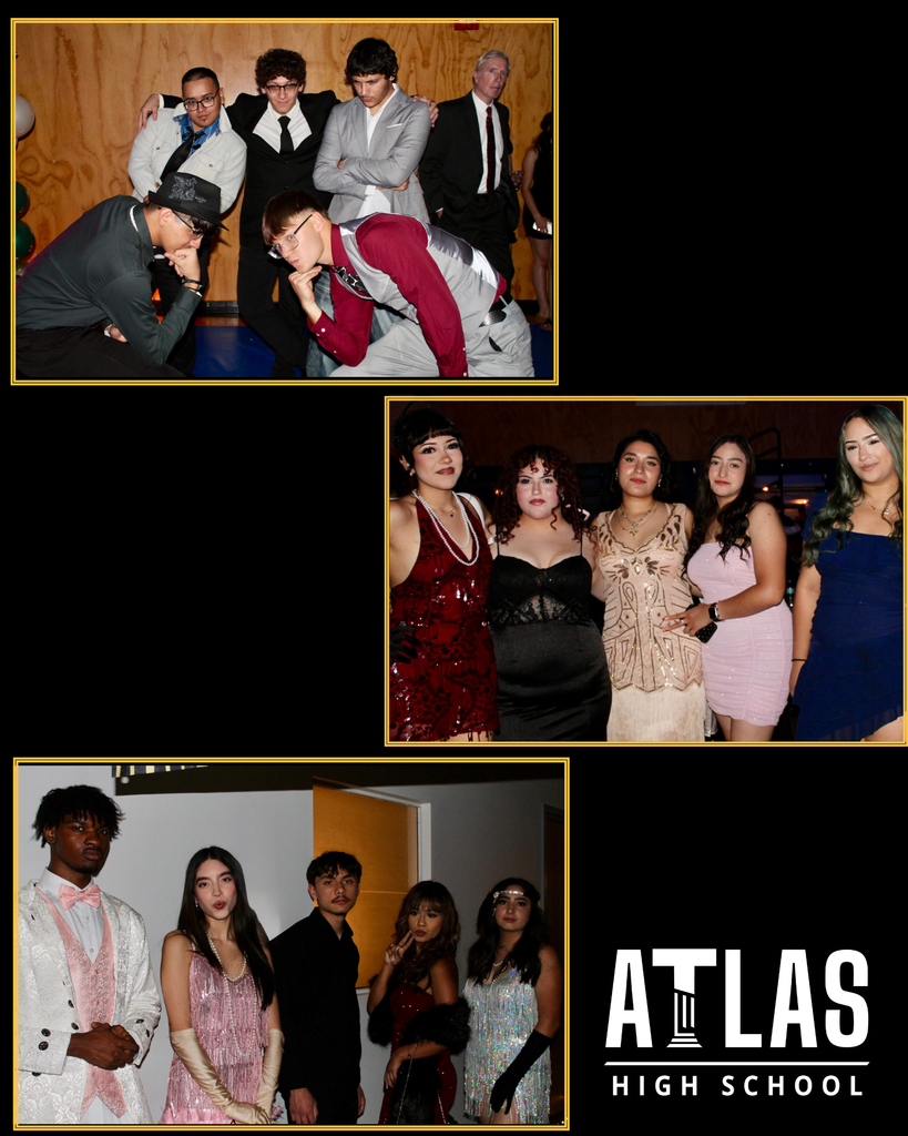 Atlas School logos with students dresses up 