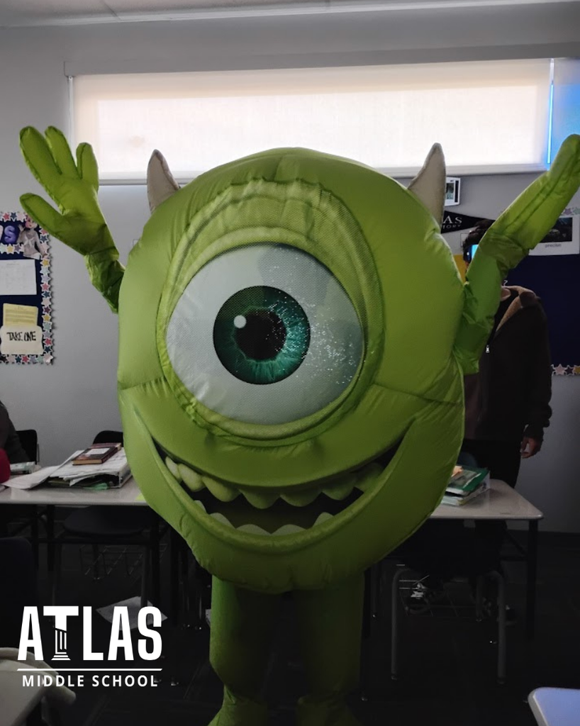 student smiles in costume