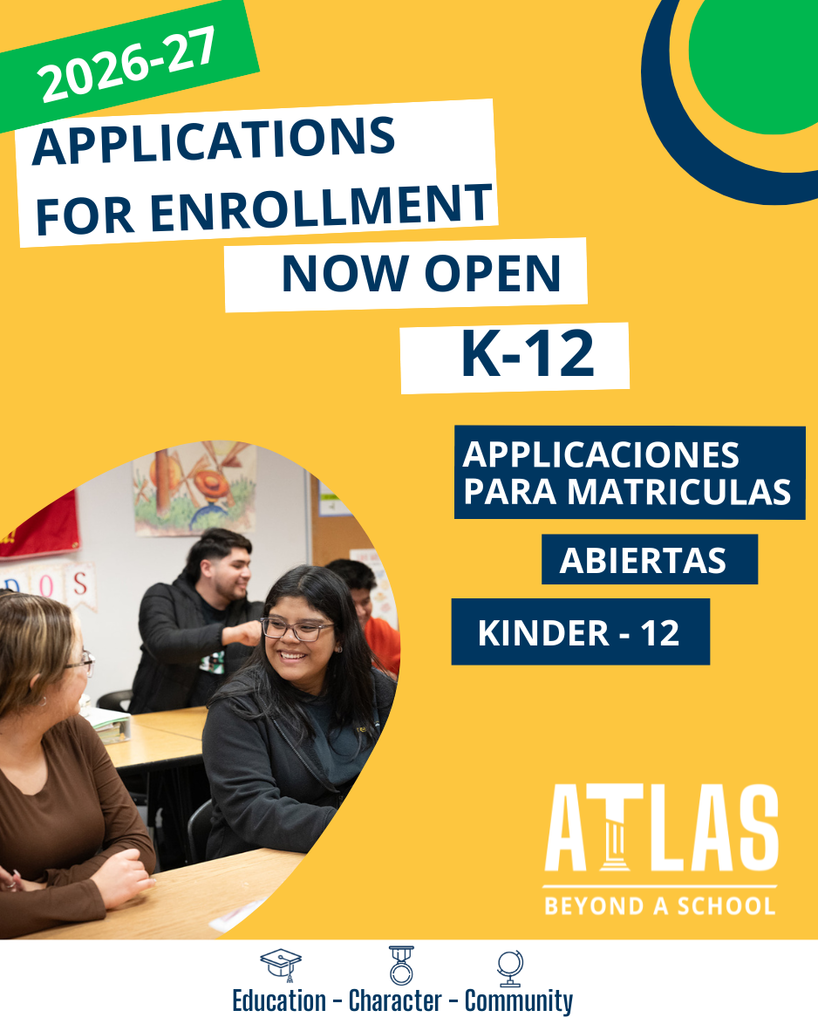 SY26-27 Enrollment Application Now Open, K through 12. Aplicaciones para matriculas abiertas Kinder -12