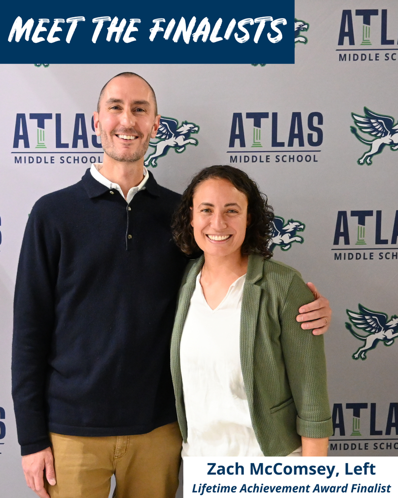 Zach McComsey stands with Brittney Stroh, CEO. Lifetime Achievement Award Finalist