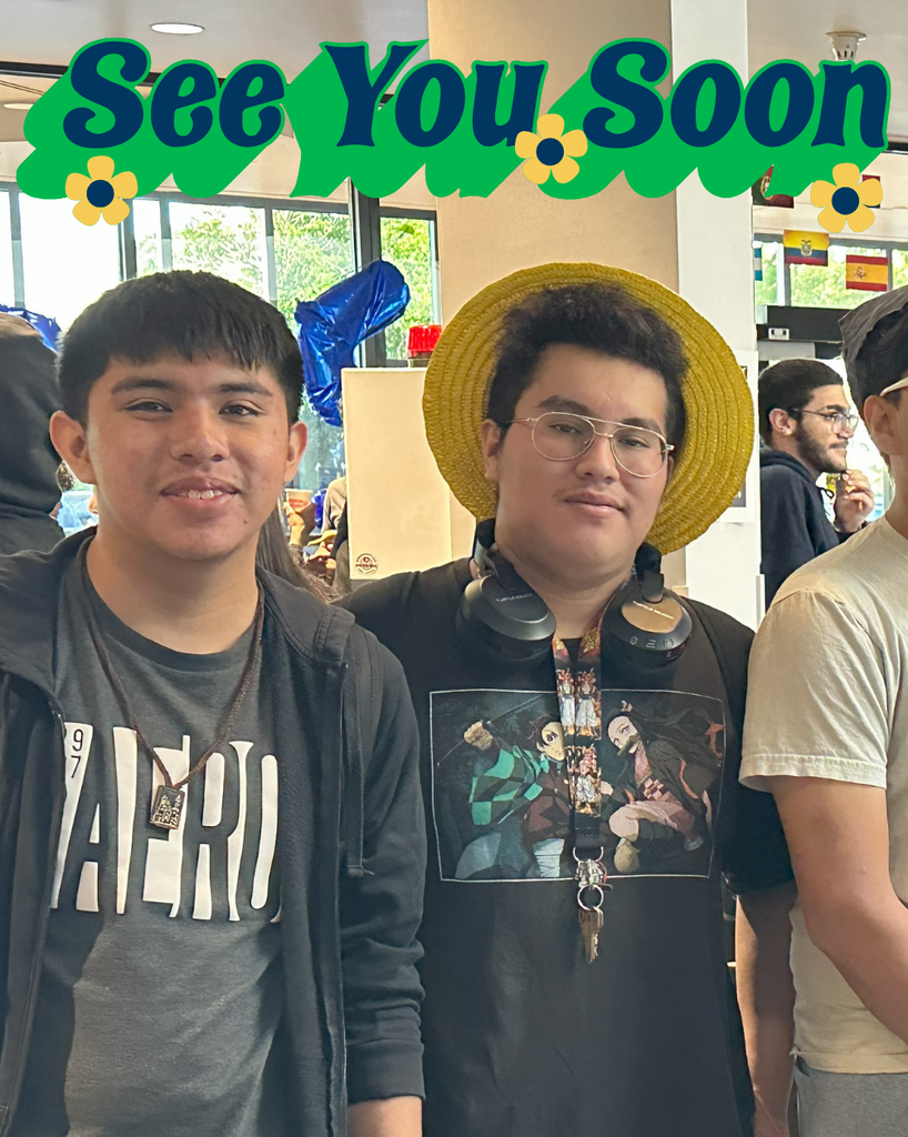 students smile with see you soon message at the top