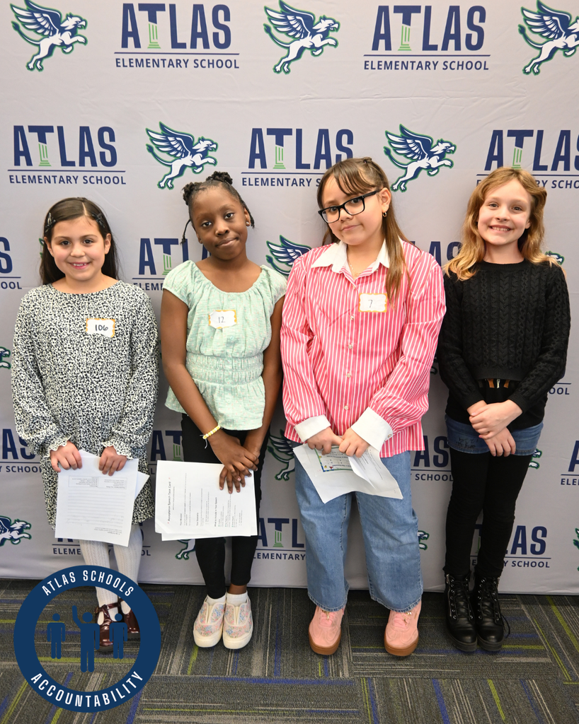 Students smile with Accountability icon in lower left, which shows three people with one in front raising their hand.