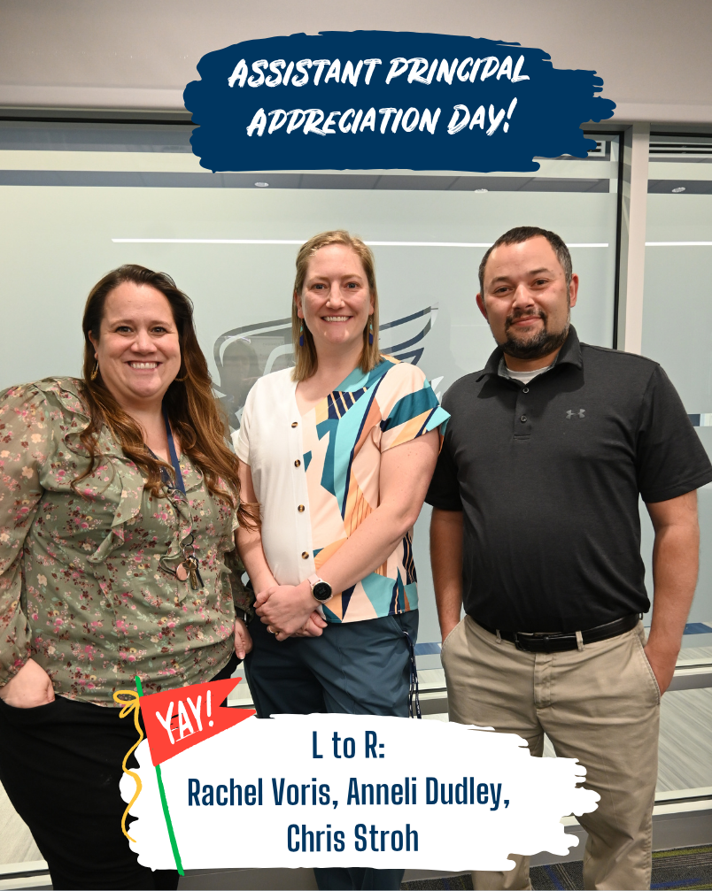 Three adults smile for assistant appreciation day