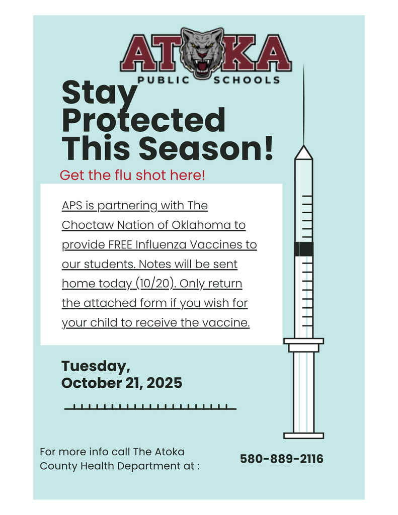 Flu vaccine available 10/21 at AES.