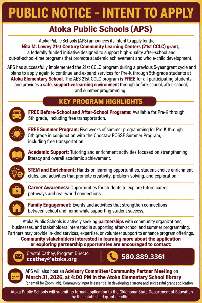 PUBLIC NOTICE: Intent to Apply