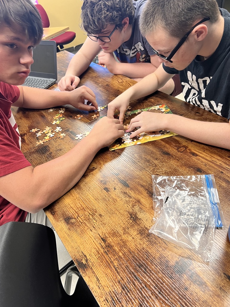 STUDENTS COMPLETING A PUZZLE