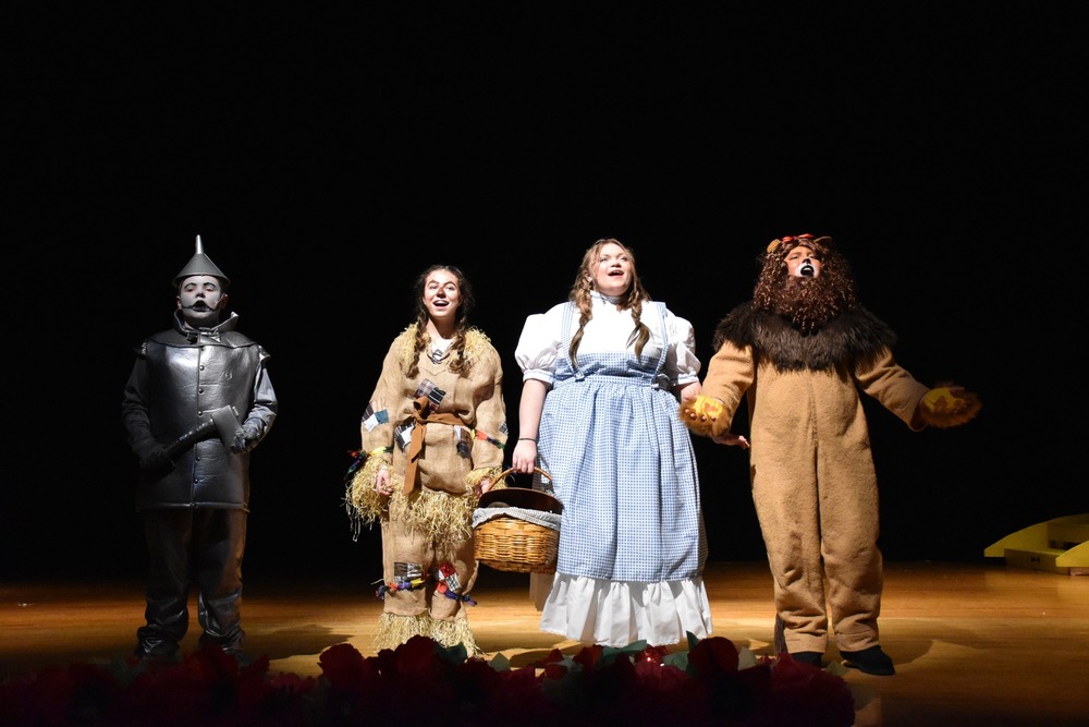 Members of “The Wizard of Oz” cast are pictured on stage during a Feb. 24 dress rehearsal.