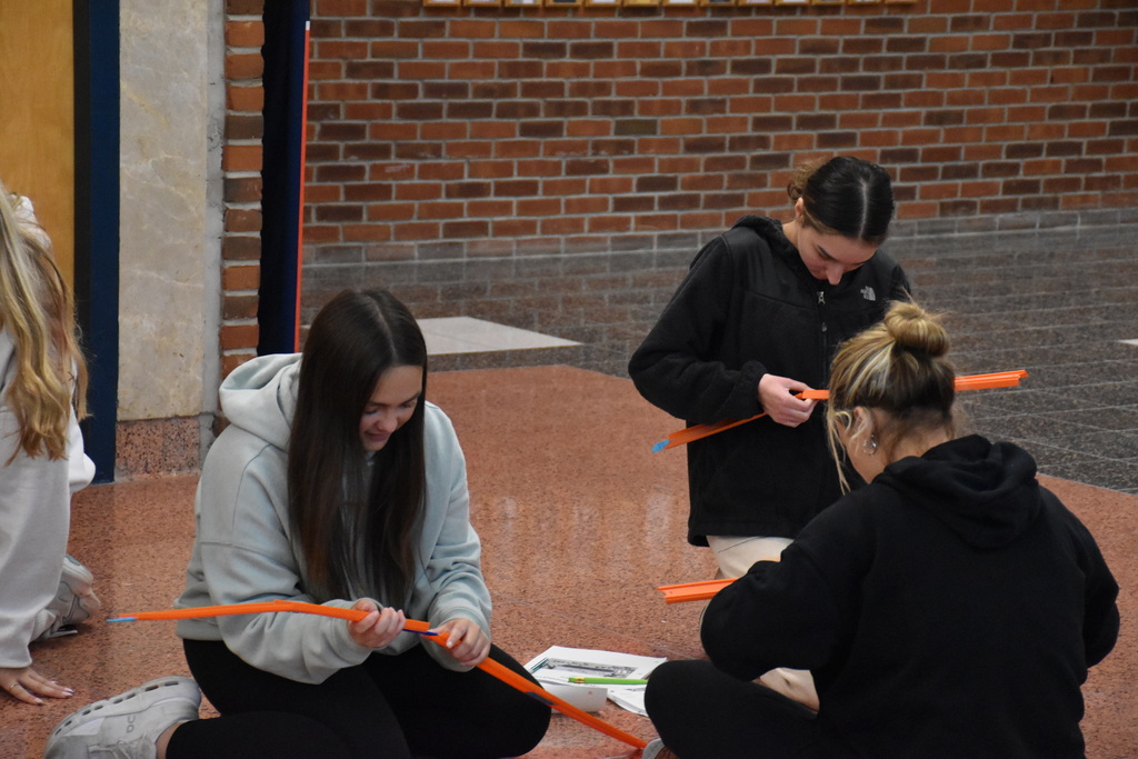 Scenes from Laura O’Donnell’s physics lesson on distance and displacement Friday afternoon. 