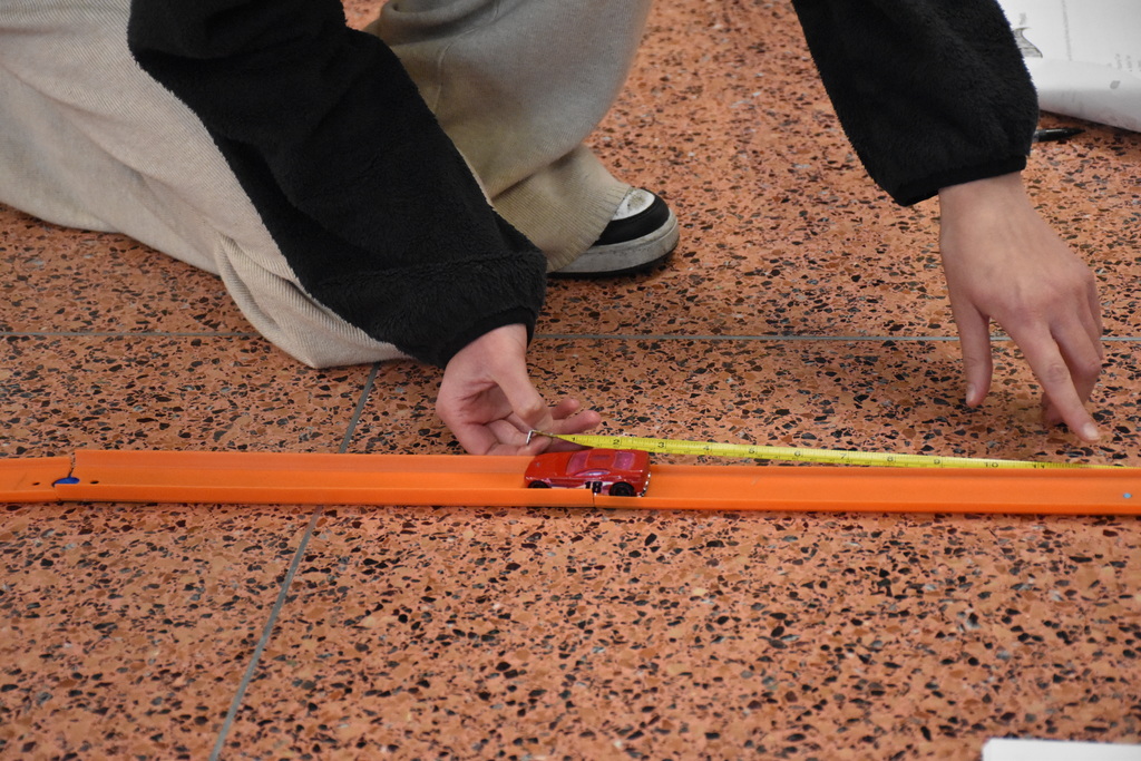 Scenes from Laura O’Donnell’s physics lesson on distance and displacement Friday afternoon. 