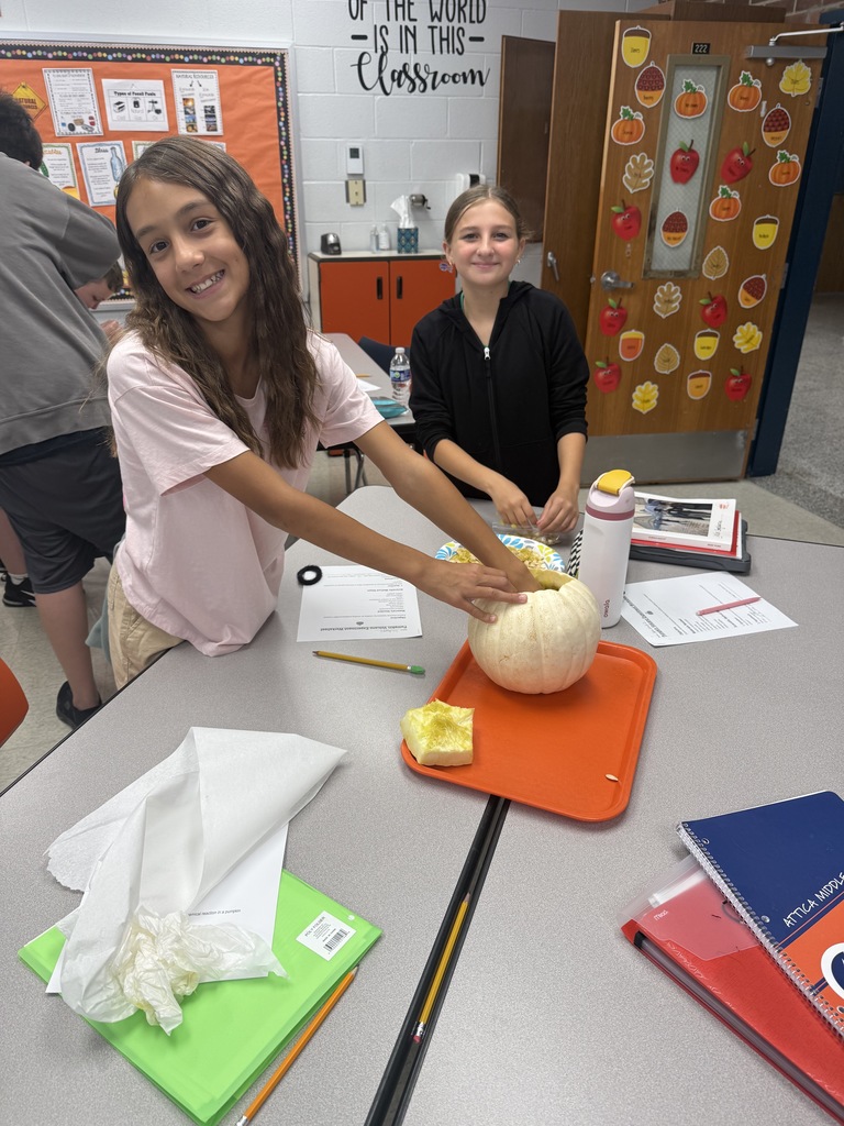 Scenes from 6th graders’ pumpkin volcanoes lesson. 