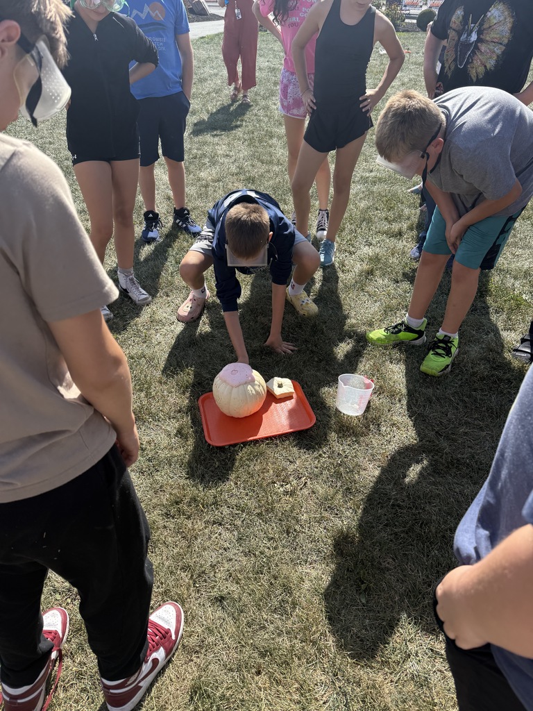 Scenes from 6th graders’ pumpkin volcanoes lesson. 