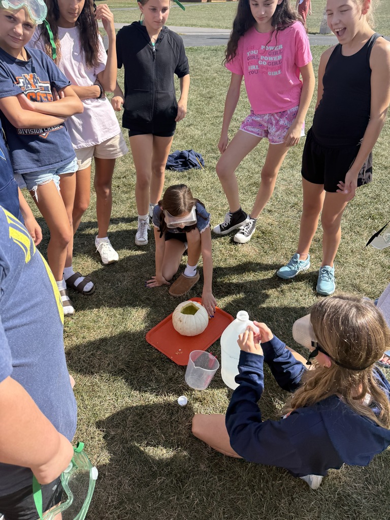 Scenes from 6th graders’ pumpkin volcanoes lesson. 