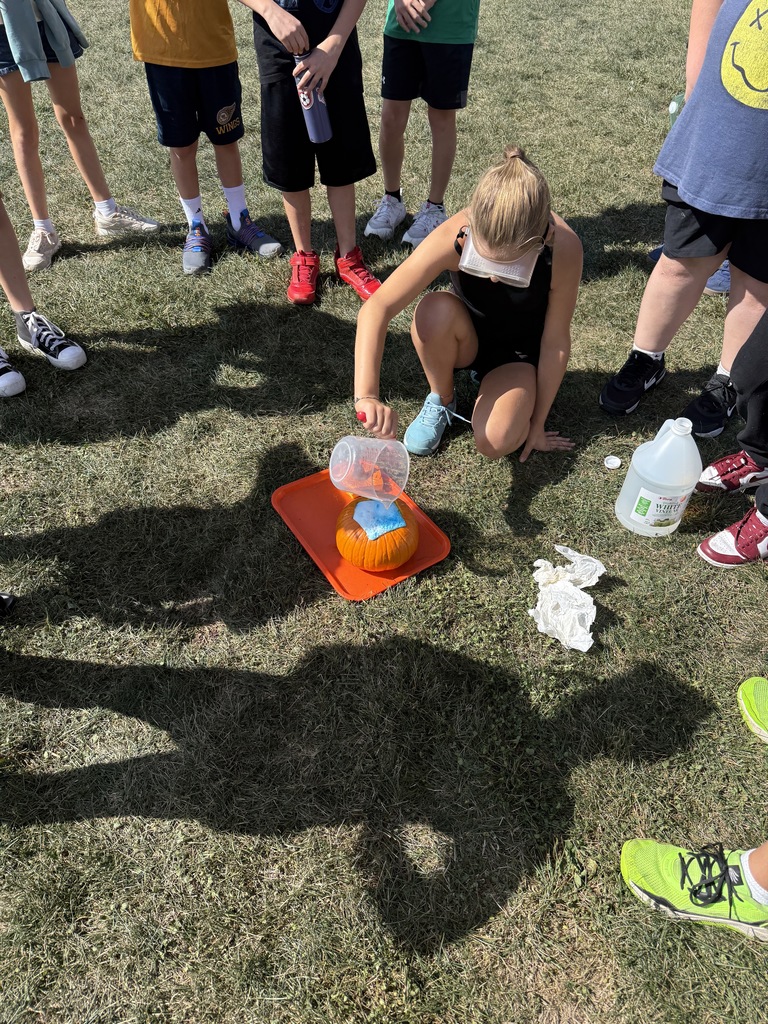 Scenes from 6th graders’ pumpkin volcanoes lesson. 