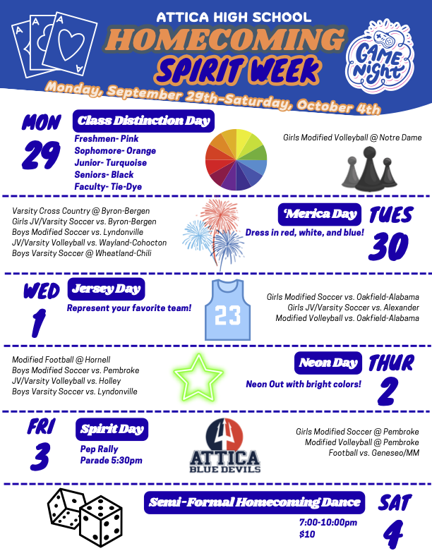 Spirit week dress up days.