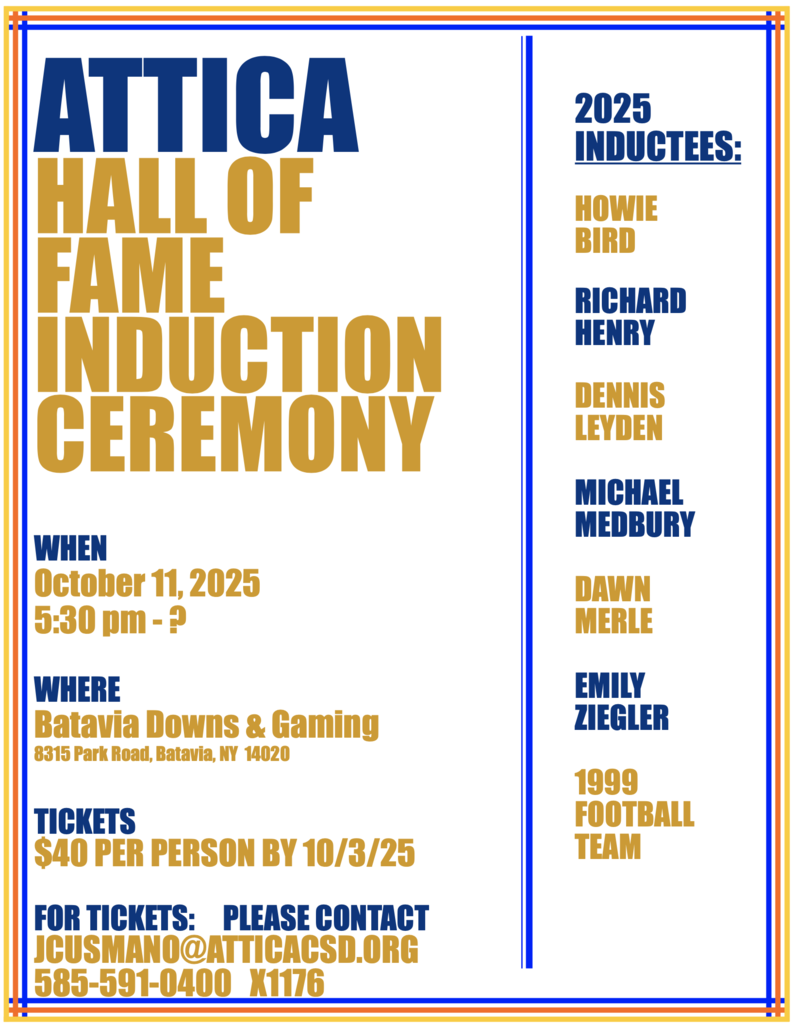 Hall of Fame induction ceremony informational flyer.