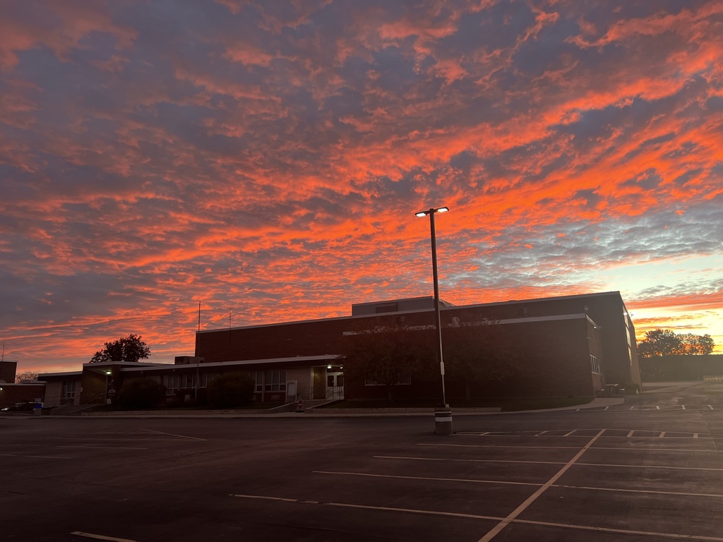 Sunrise over Attica Central Schools' Performing Arts Center.