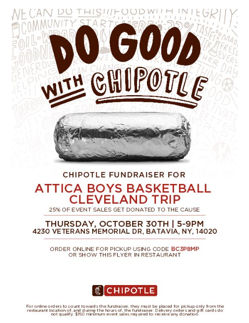 Chipotle fundraiser informational flyer.