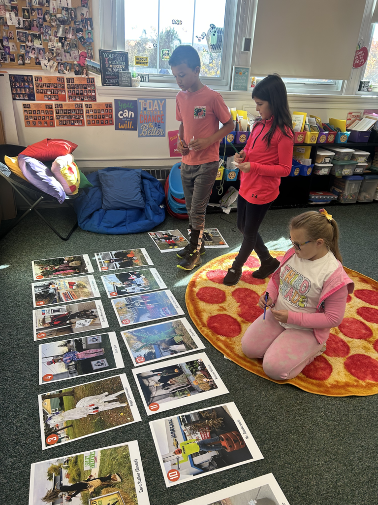 Scenes from third graders’ scarecrow voting earlier this week. 