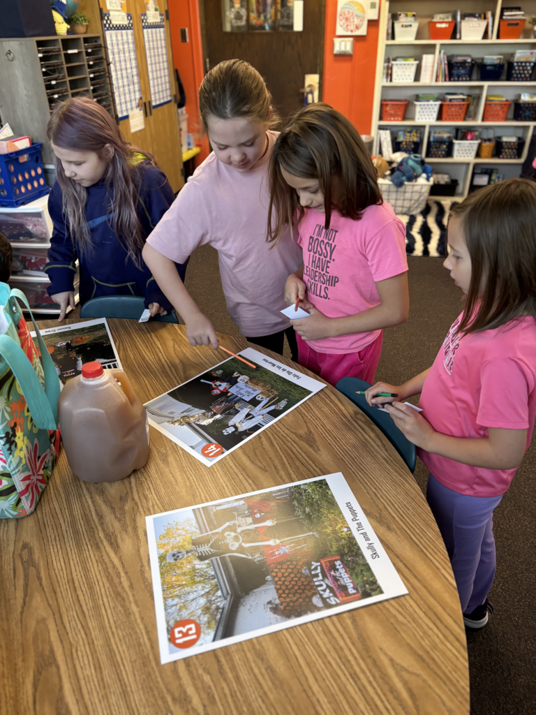 Scenes from third graders’ scarecrow voting earlier this week. 