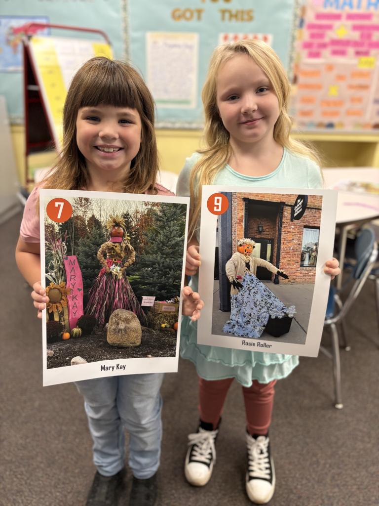 Scenes from third graders’ scarecrow voting earlier this week. 