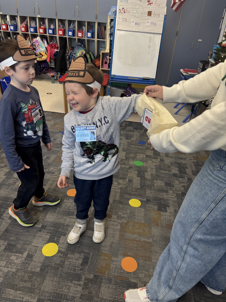 Scenes from Kristin Janes’s sense detectives activity Friday.