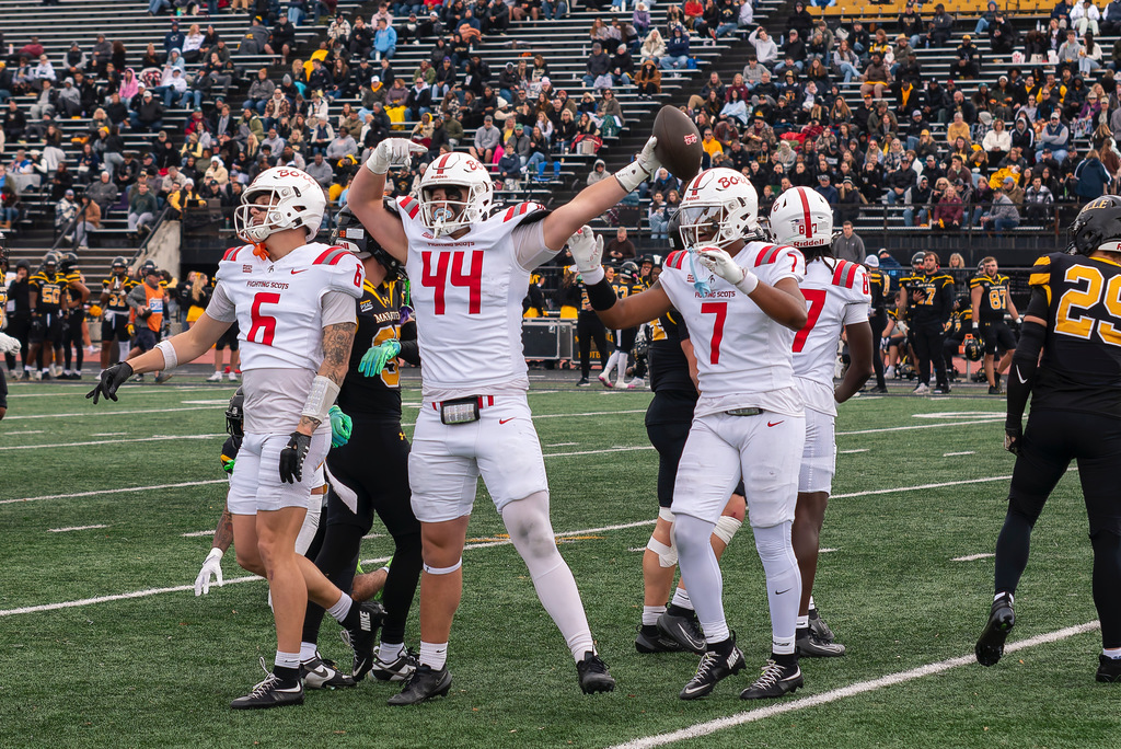 Clayton Bezon, #44, is pictured competing for the Division II Edinboro University football team. 