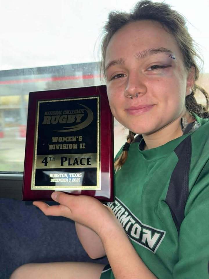 Attica alumna Leah Ford (Class of 2024) is pictured competing for Binghamton University’s women’s rugby team, the Binghamton She-Devils. Ford’s team took fourth place at the National Collegiate Rugby Division II Championships in Houston, Texas, earlier this month.