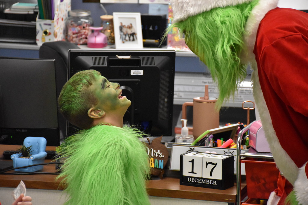 Scenes from Grinch Day at Attica Elementary School Wednesday morning. 