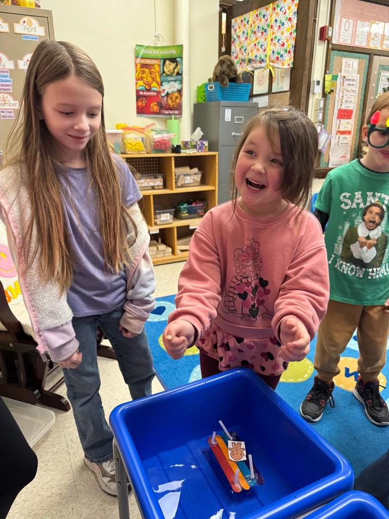 Scenes from our kindergarten-3rd grade buddies’ gingerbread man boat activity earlier this week. 