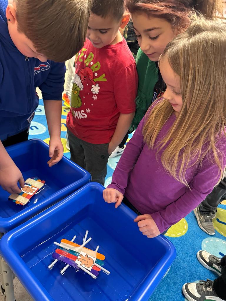 Scenes from our kindergarten-3rd grade buddies’ gingerbread man boat activity earlier this week. 