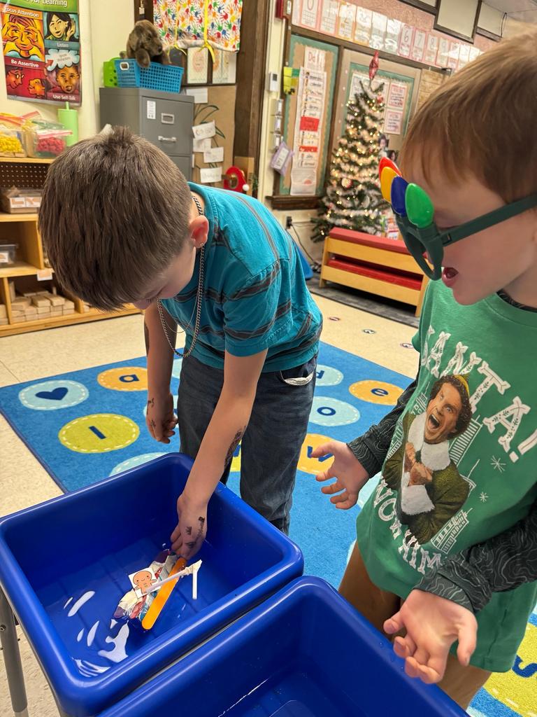 Scenes from our kindergarten-3rd grade buddies’ gingerbread man boat activity earlier this week. 