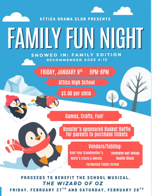 Family fun night informational flyer. 