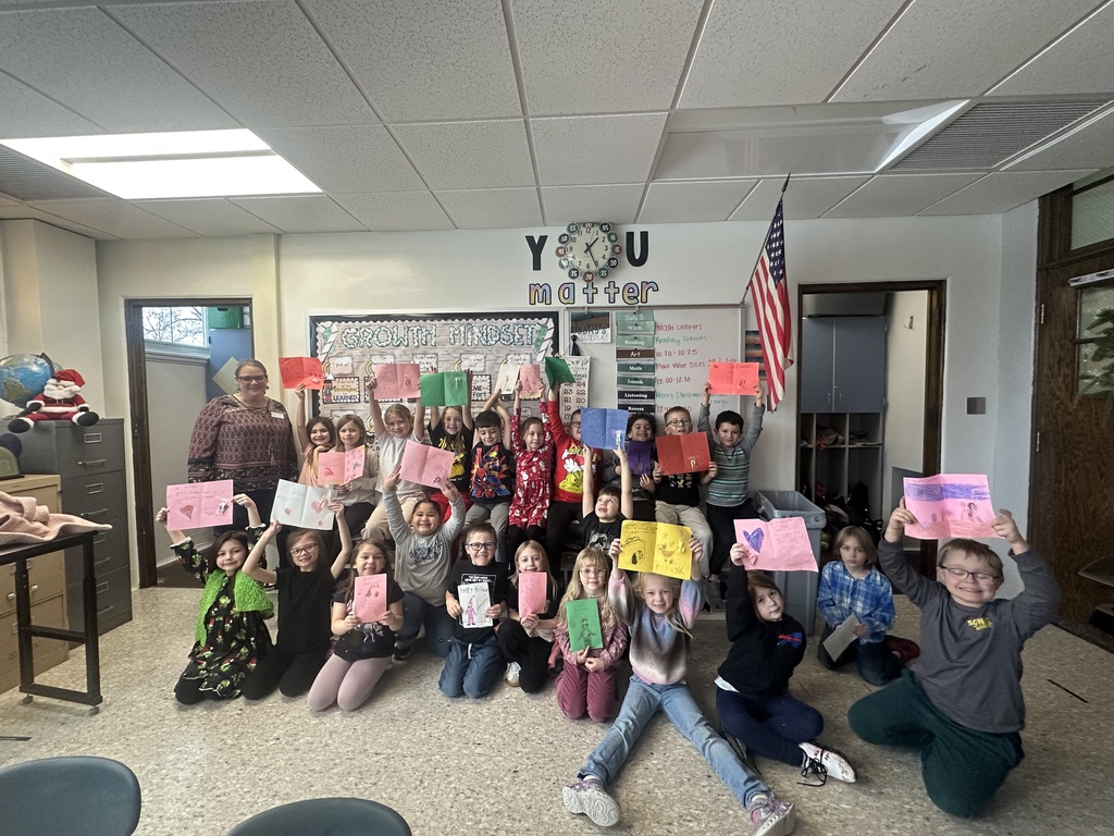Mrs. Amanda Whitbeck’s and Mrs. Deanna Calkins’ 2nd graders are pictured with the Christmas cards they wrote for residents of Gateway Home, a hospice care facility based in Attica. 