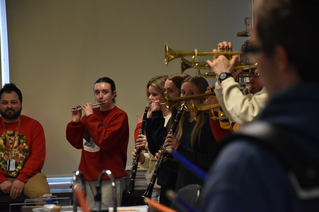 Scenes from the Mighty Marching Blue Devils’ annual Marching the Halls musical celebration Monday afternoon. 