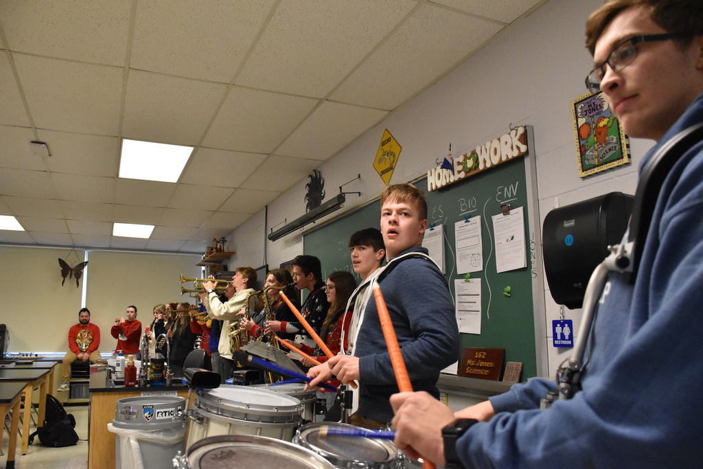 Scenes from the Mighty Marching Blue Devils’ annual Marching the Halls musical celebration Monday afternoon. 