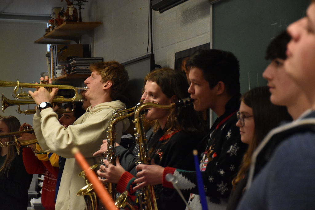 Scenes from the Mighty Marching Blue Devils’ annual Marching the Halls musical celebration Monday afternoon. 