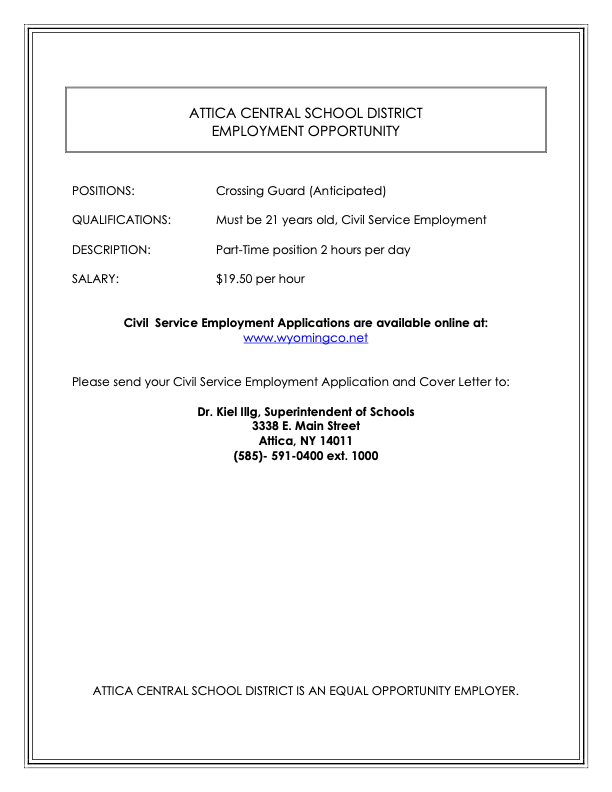 A description of an open position at Attica Central Schools.
