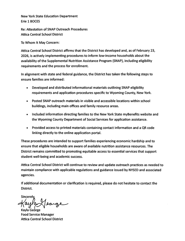 SNAP informational letter.