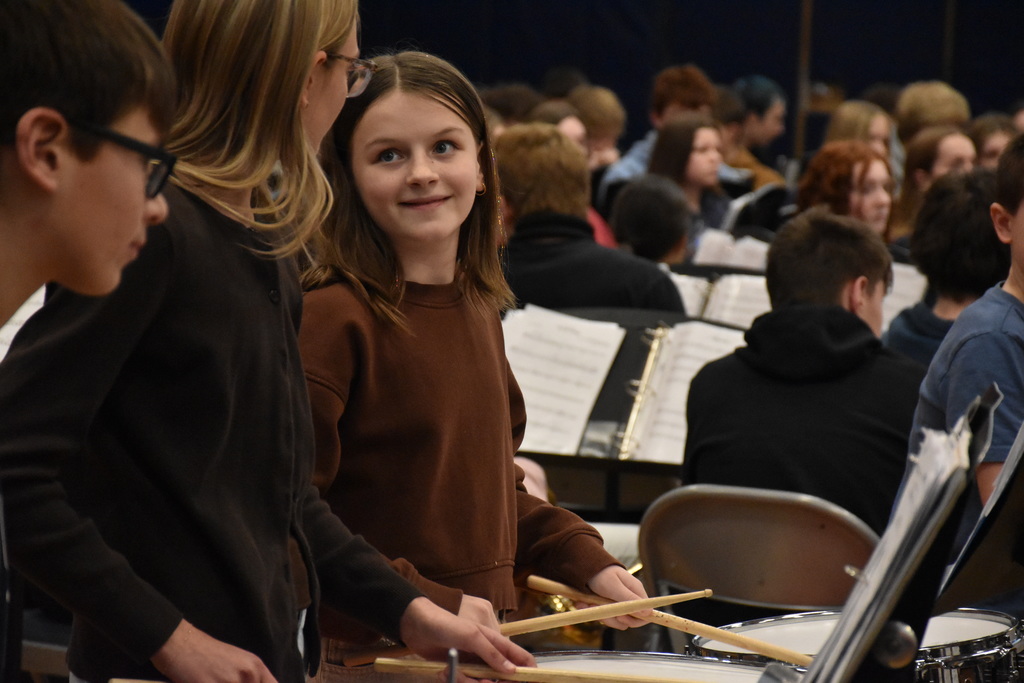 Student musicians rehearse for their Band in the Round concert Tuesday afternoon. 