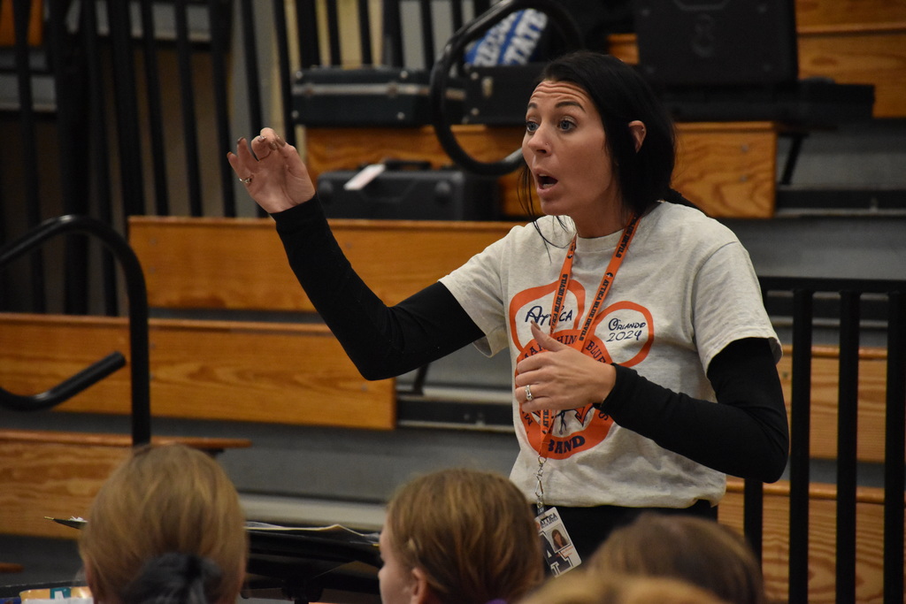 Student musicians rehearse for their Band in the Round concert Tuesday afternoon. 
