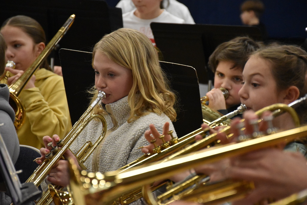Student musicians rehearse for their Band in the Round concert Tuesday afternoon. 