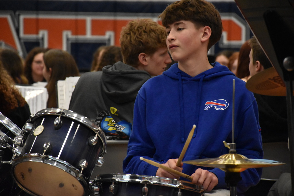 Student musicians rehearse for their Band in the Round concert Tuesday afternoon. 