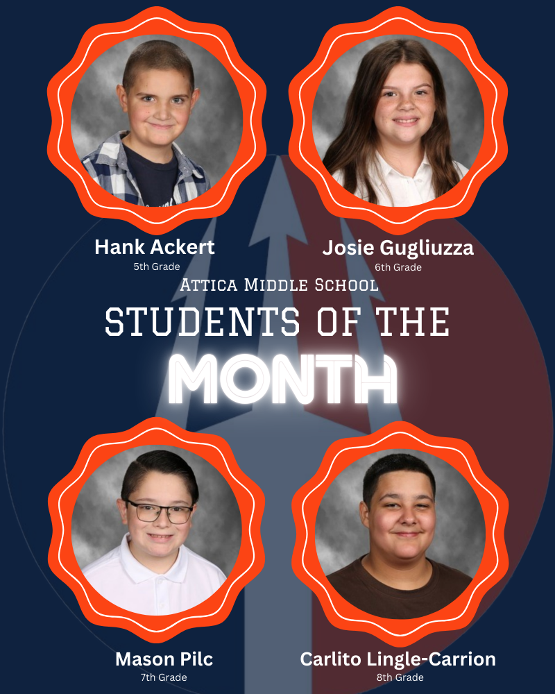 Attica Middle School students of the month.