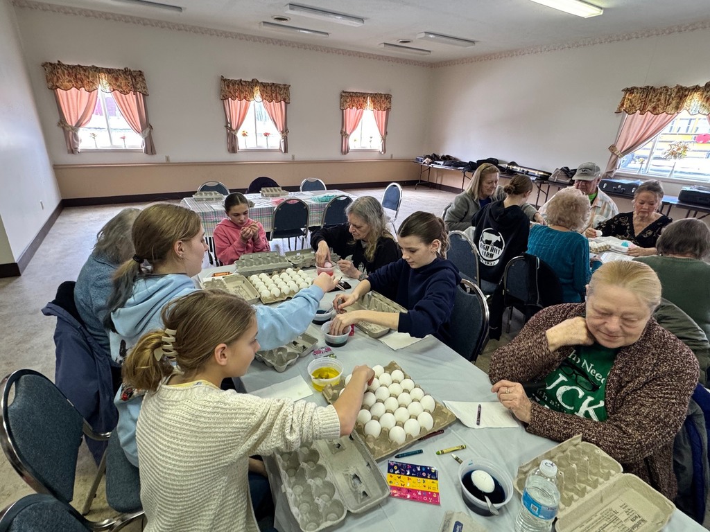 Scenes from our middle schoolers’ Easter egg-painting outing with local senior citizens last week. 