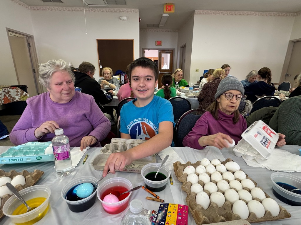 Scenes from our middle schoolers’ Easter egg-painting outing with local senior citizens last week. 