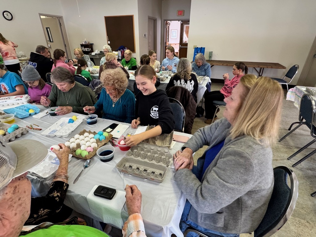 Scenes from our middle schoolers’ Easter egg-painting outing with local senior citizens last week. 