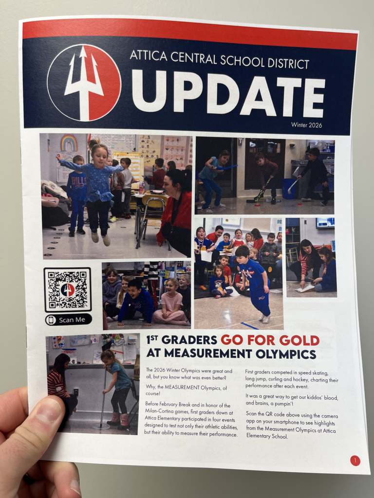 The cover of Attica Central School District's winter 2026 newsletter.
