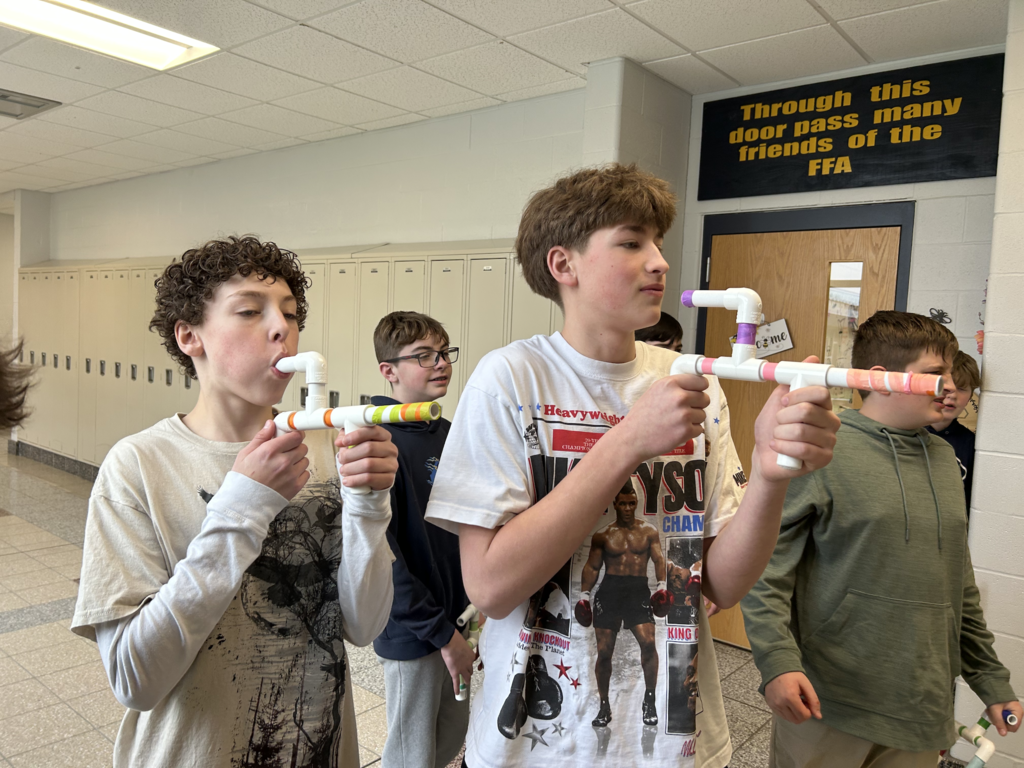 Scenes from Ms. Alyssa Wright’s students’ marshmallow launcher testing last week.