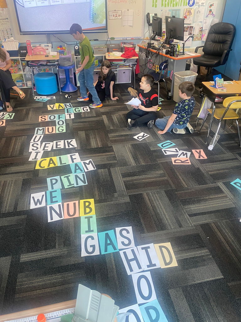 Scenes from Mrs. Lindsey Gephart’s students’ game of giant Scrabble earlier this week. 